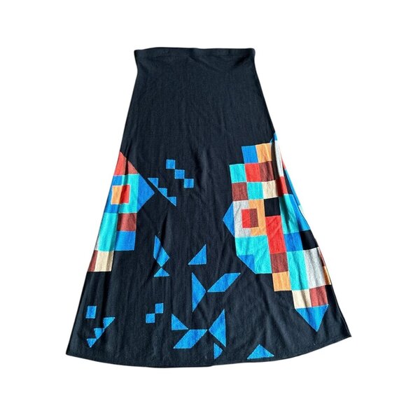 Nic + Zoe Women's Black & Turquoise Designed Long Skirt - Picture 2 of 6